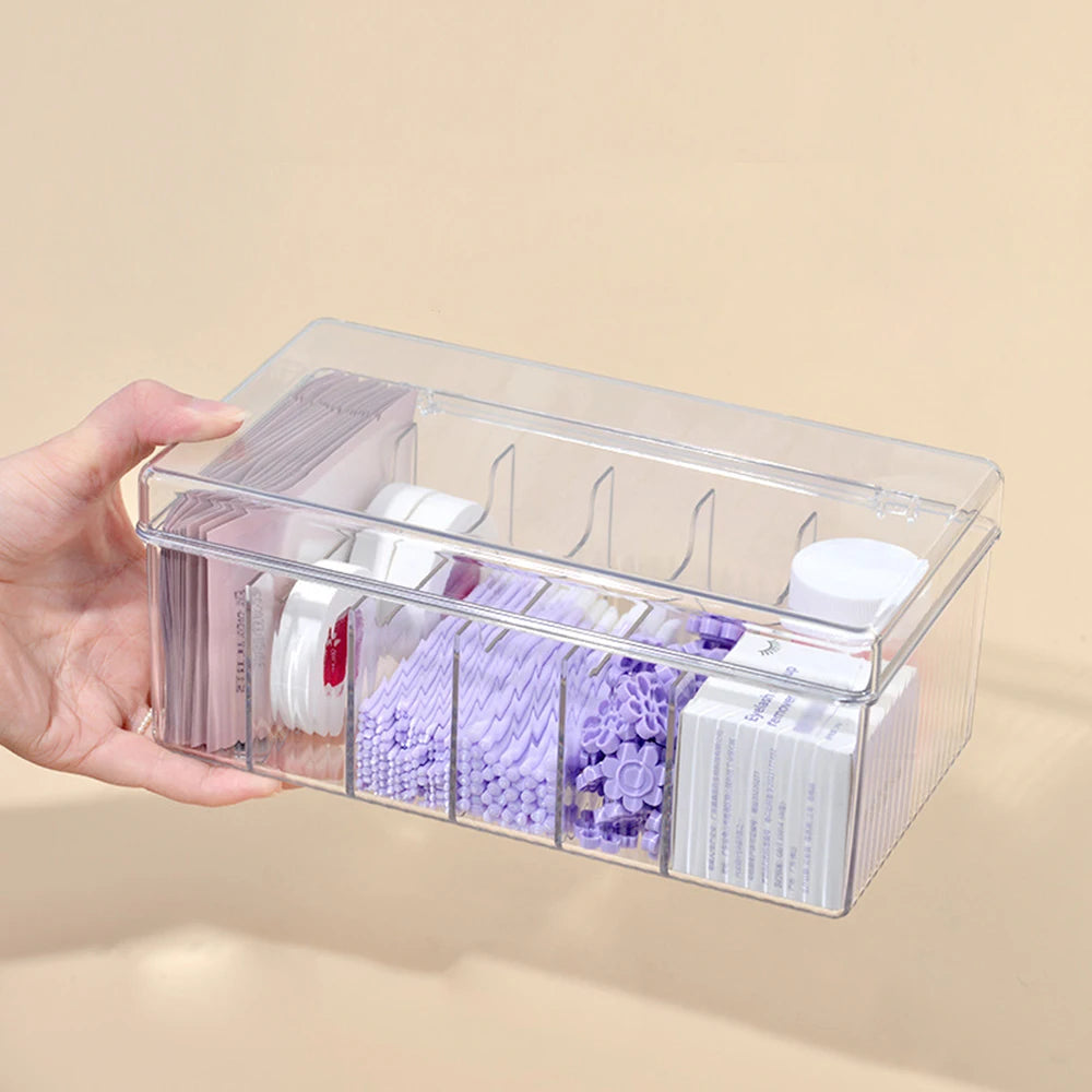 Acrylic Multi-Grid Makeup & Nail Tool Desktop Organizer Box