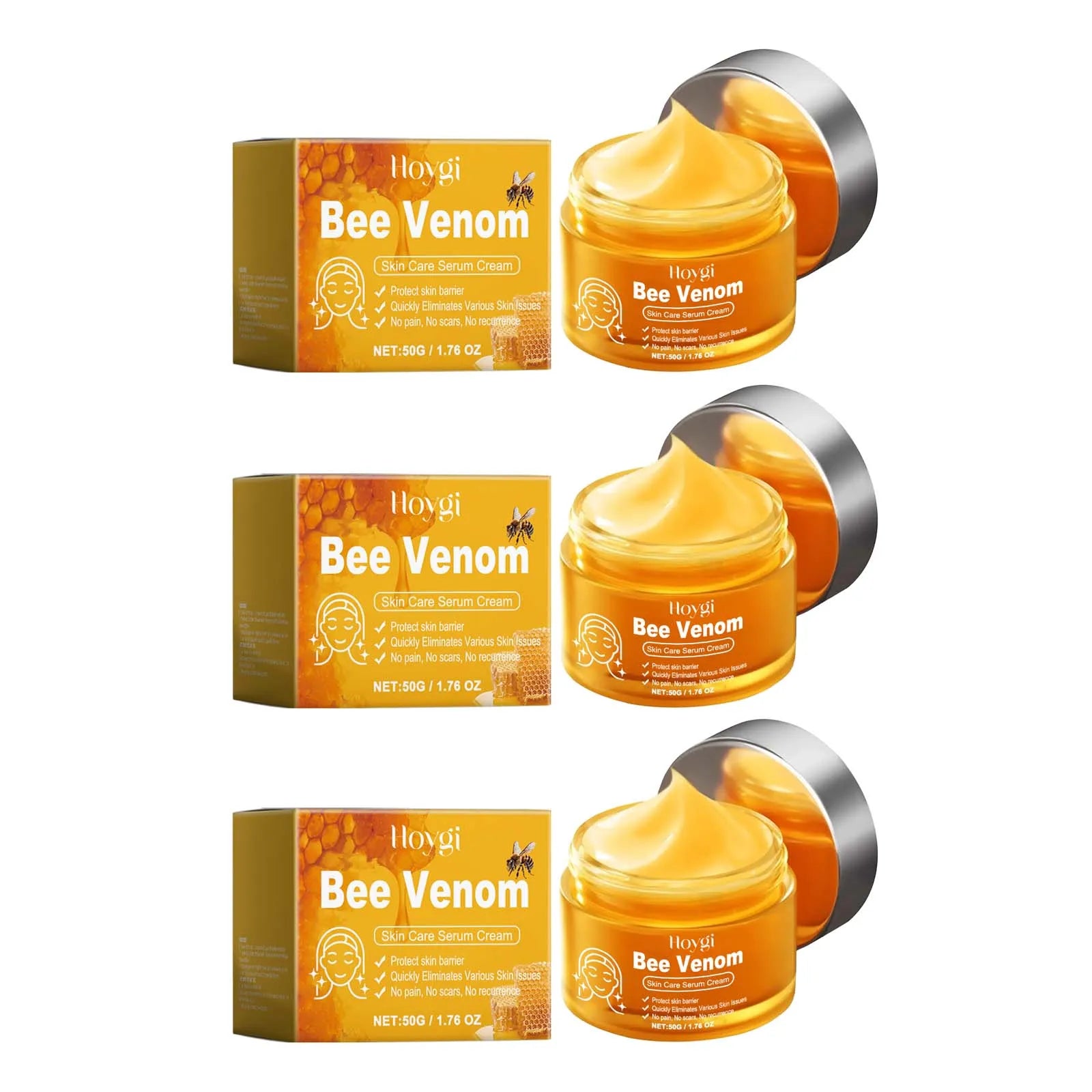 Hoygi Bee Venom Face Cream – Moisturizing, Firming & Brightening Face Moisturizer Cream Oasis Select 3Pcs x 50g Boxed