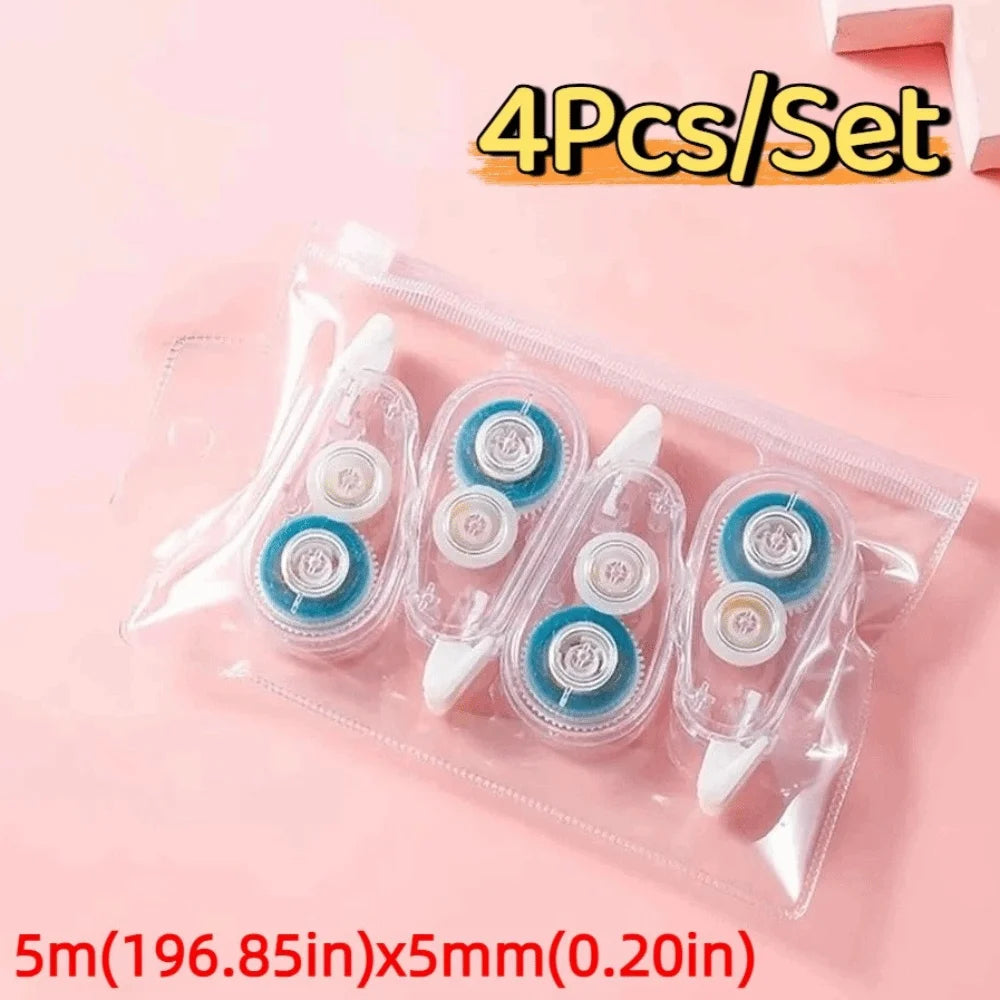 4Pcs/Set DIY Dot Glue Roller Tapes Stationery 5m Sticky Dot Glue Tapes Minimalistic Portable Double Sided Adhesive Tape Oasis Select