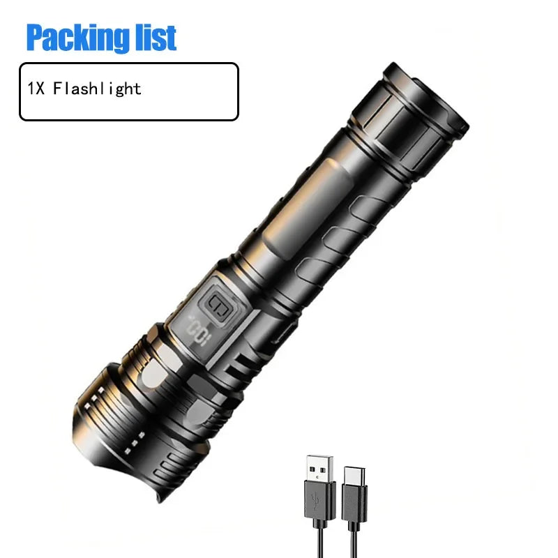 Ultra-bright Led Flashlight Rechargeable Zoomable Torch Portable 6 Mode Tactical Lamp Outdoor Camping Fishing Emergency Lantern Oasis Select Style B