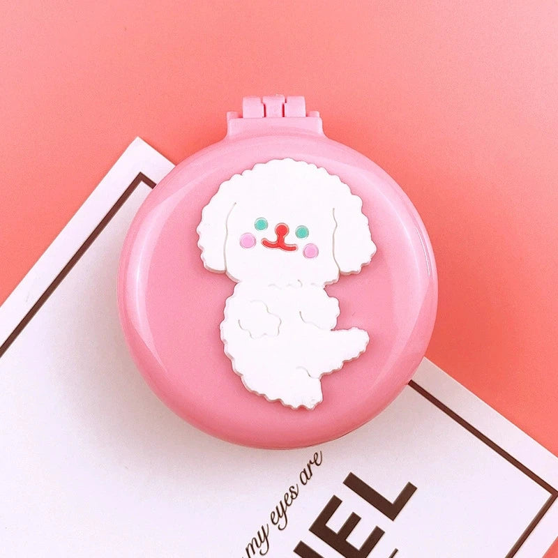 2-in-1 Macaron Heart Folding Makeup Mirror & Airbag Comb Folding Makeup Mirror Oasis Select