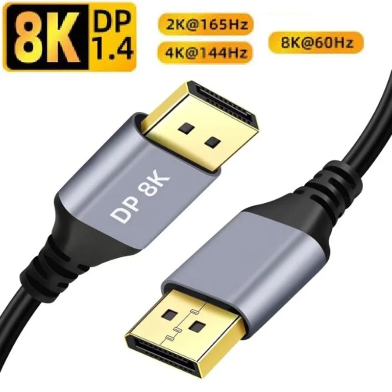  1m 2m 3m 8K DP DisplayPort Cable 8K@60Hz 4K@144Hz 32.4Gbps High Speed for Laptop PC Gaming Monitor Graphics Card Display Port Oasis Select 2m