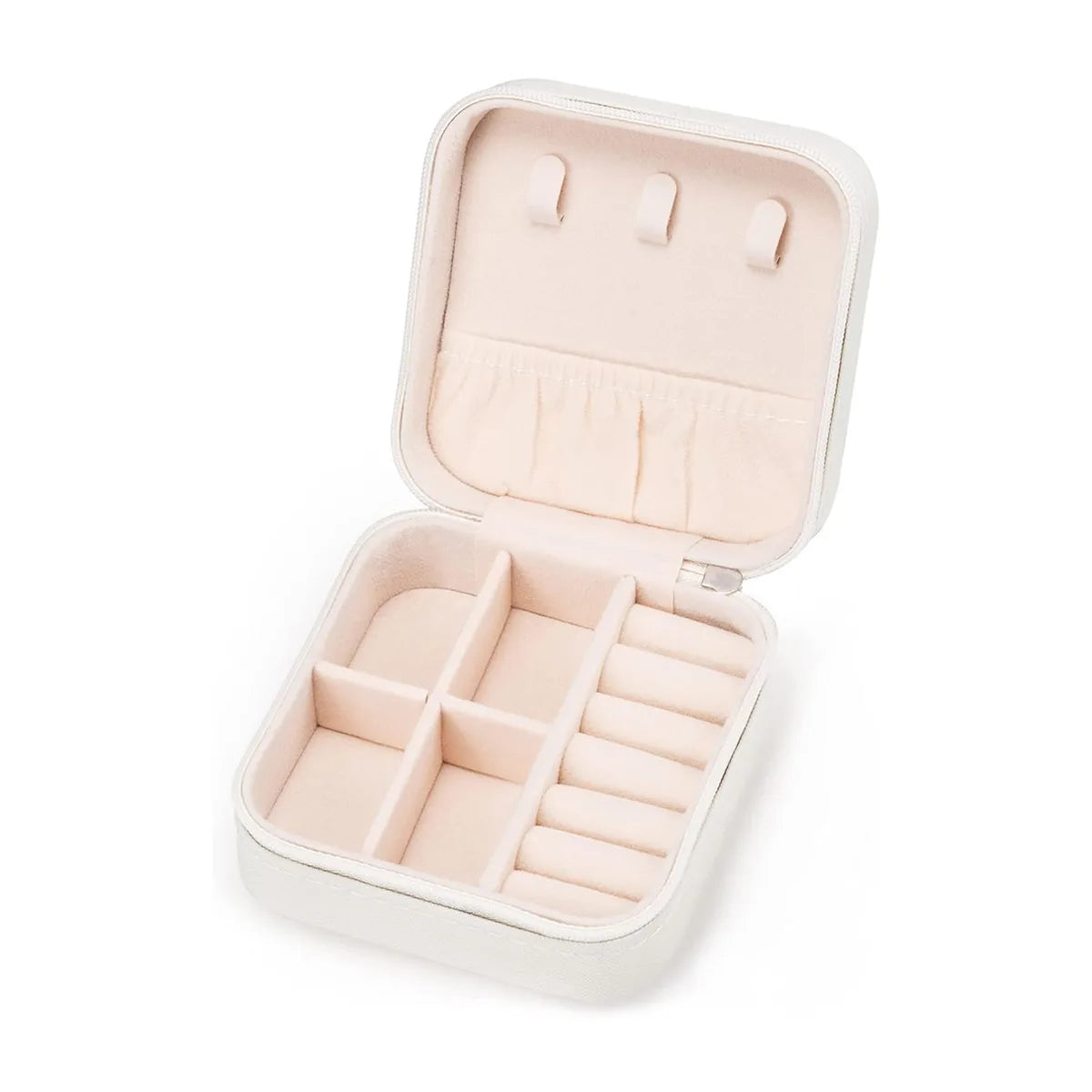 1pc,Portable jewelry storage box, home and travel mini jewelry box, ring, earring, necklace, jewelry storage box Oasis Select WHITE