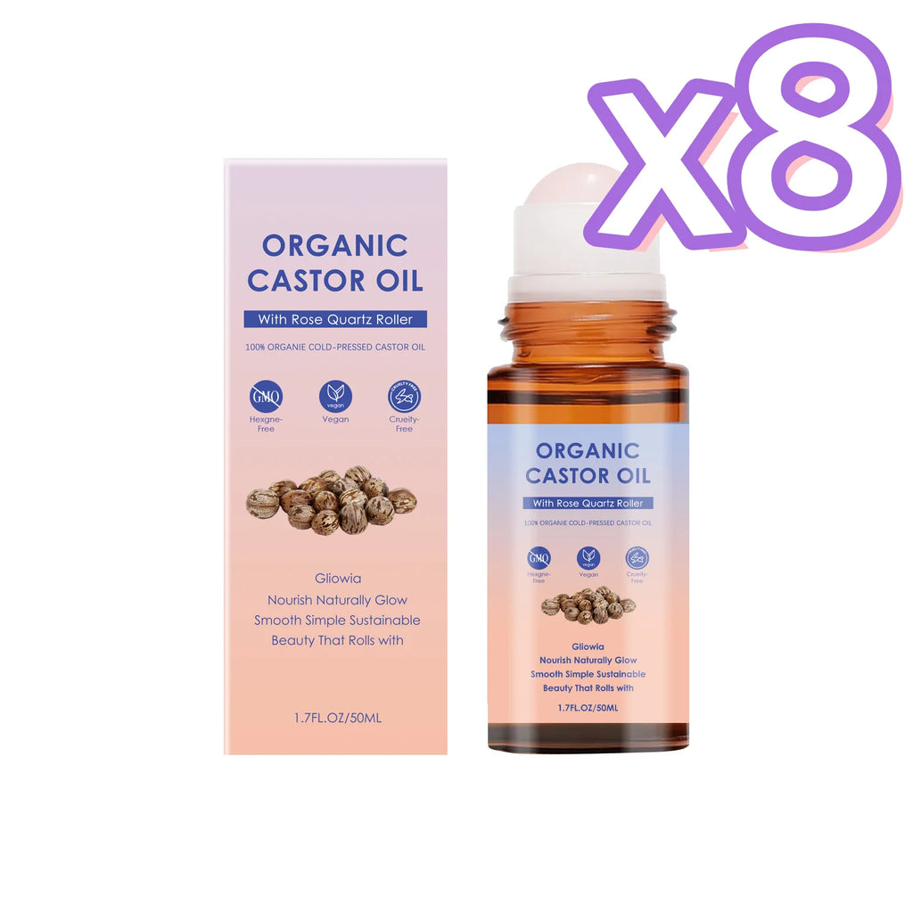 Organic Castor Oil Rose Quartz Roller Ball | 50ml Castor Oil Roller Oasis Select 50ml Boxed x 8pcs