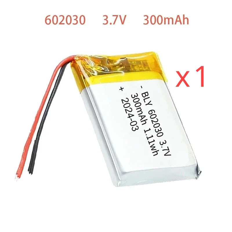 602030 3.7V 300mAh Real Capacity Polymer Lithium Ion Rechargeable Battery for Toys, LED Light, Bluetooth Speaker Tools Accessory Oasis Select 1pcS