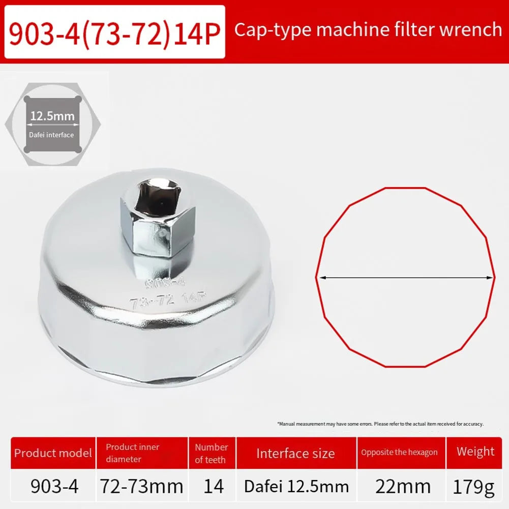 64mm-89mm End Cap Machine Filter Removal Tool 1/2inch Square Drive Oil Filter Remove Tool Machine Filter Hand Tool Oasis Select 73-72mm 14P