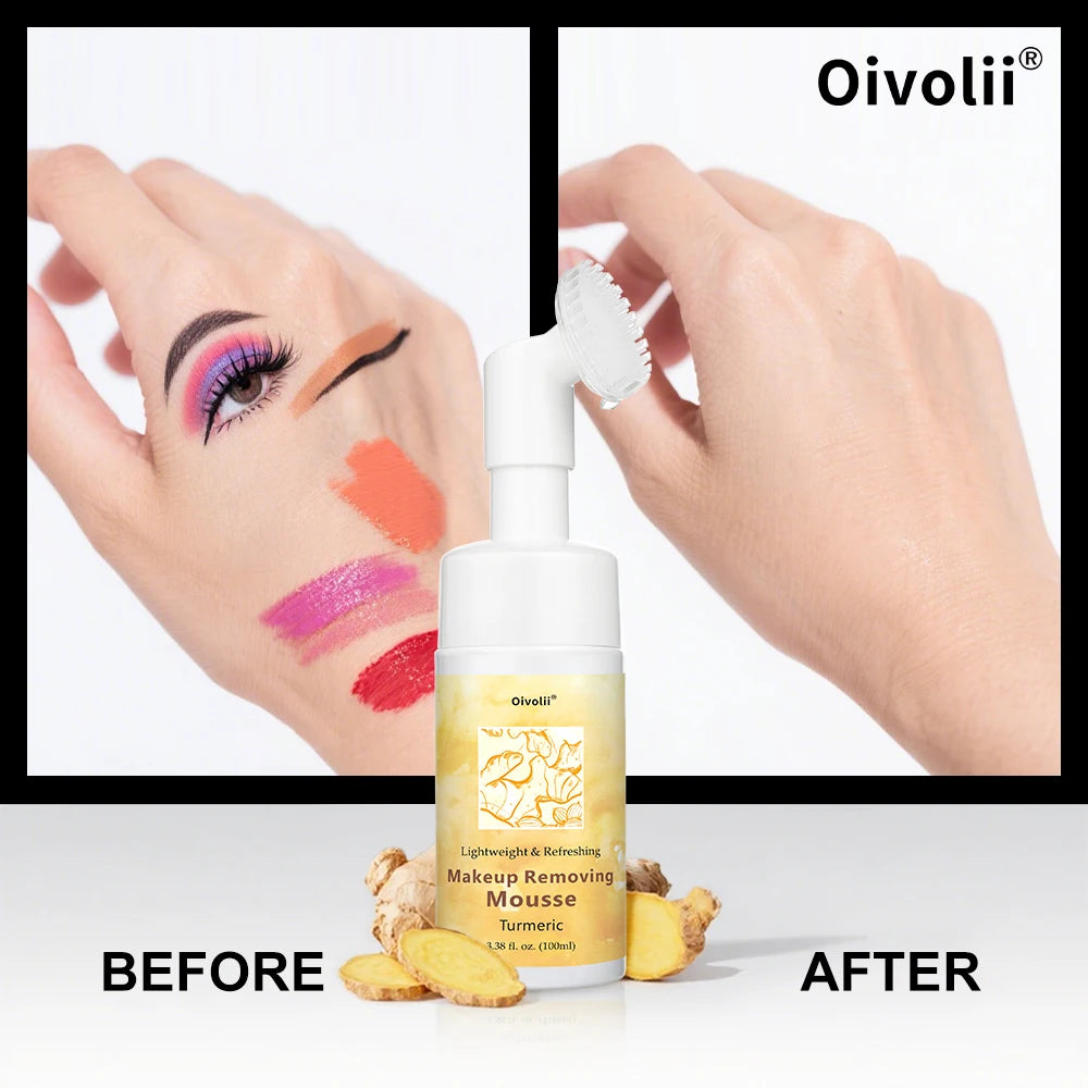 Turmeric Makeup Removing Mousse-Foaming Face Cleanser Gentle Daily Mousse With Turmeric – Helps Remove Impurities. Oasis Select
