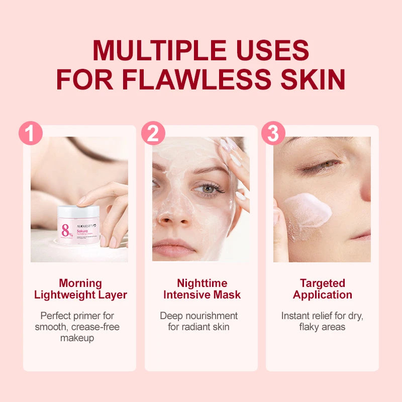 Sakura Face Cream Moisturizing Hydration Gently Nourishing Skin Repair Dryness Deep Moisturizer Facial Cream Skin Care Oasis Select