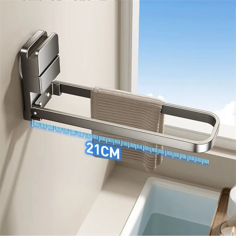 Foldable Towel Rack with a Suction Cup Bathroom Towel Holder No-Drill Towel Rack Towel Bar Self-Adhesive Bathroom Towel Rail Oasis Select