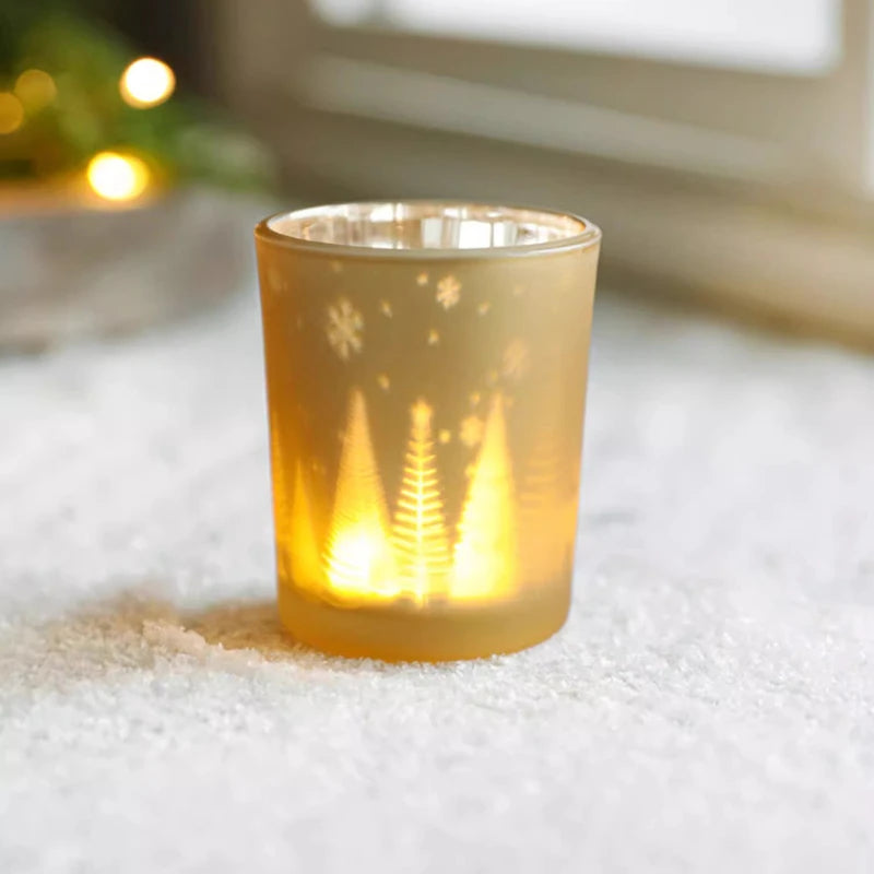 Christmas Decorative Trinkets Candle Cups Christmas Tree Glass Jars Hand-held Candlestick Ornaments Scene Arrangements Oasis Select