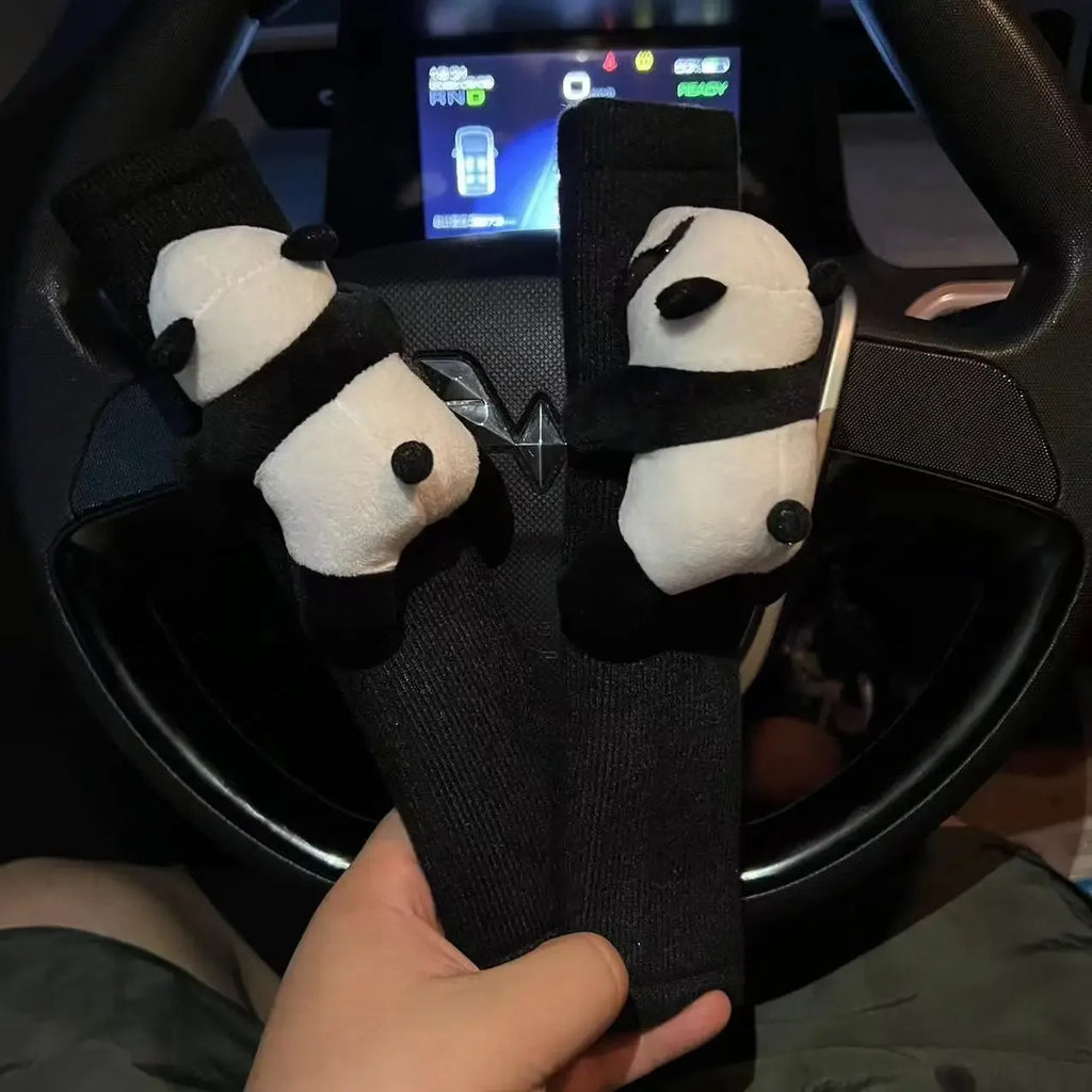 Automobile Safety Belt Decoration Cartoon Panda Safety Belt Shoulder Pad Plush Automobile Accessories Car Decorations Oasis Select