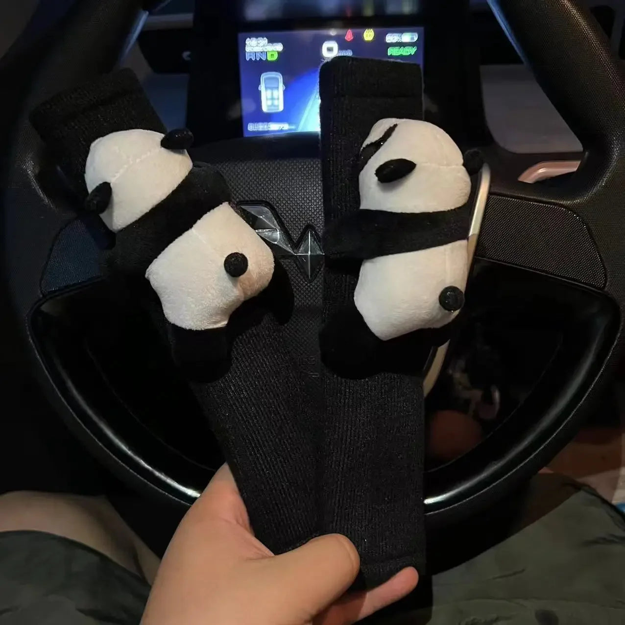 Automobile Safety Belt Decoration Cartoon Panda Safety Belt Shoulder Pad Plush Automobile Accessories Car Decorations Oasis Select