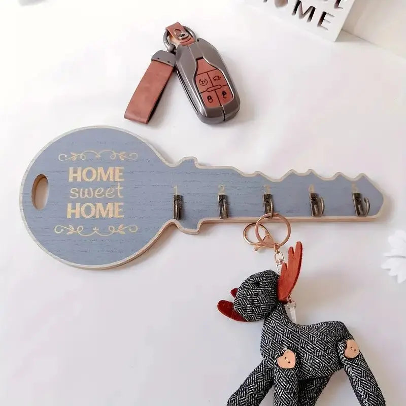 Wooden Wall Hanging Decoration Floating Rack Wall Hanging Hook Retro Key Hook Entrance Key Chain Key Holder Wall Oasis Select Gray 32x13cm