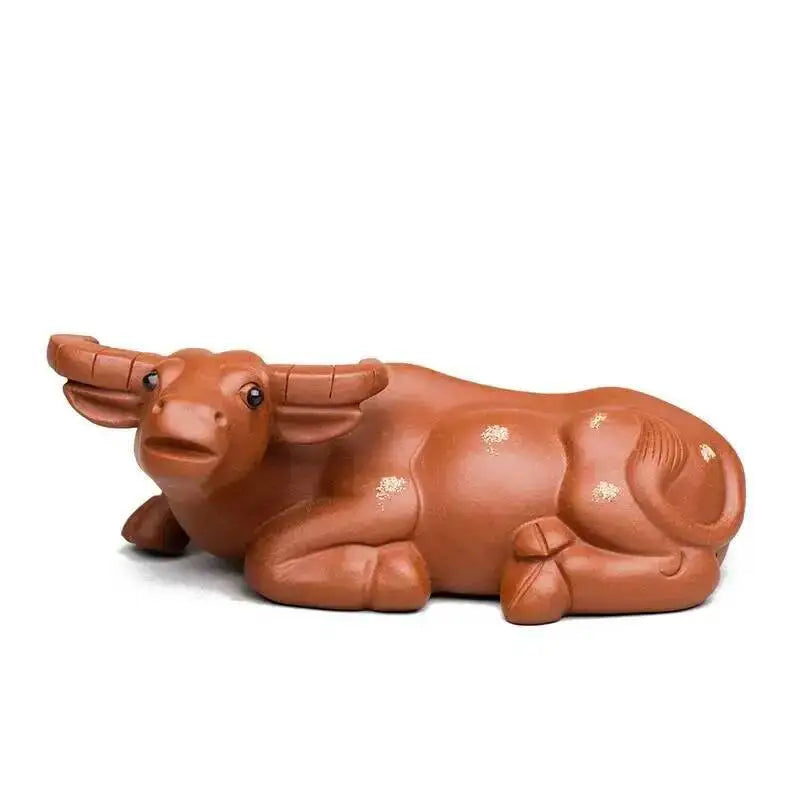 Purple Clay Tea Pet Water Buffalo Ornament Zodiac Ox Sculpture Creative Tea Set Tea Player Home Tea Ceremony Accessories Can Be Oasis Select