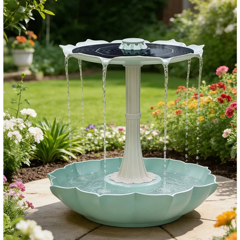 2.8W Solar Fountain Dual-Tier Bird Bath Bird Feeder Fountain Detachable, DIY Water Landscape for Outdoor Garden Pond Bird Bath Oasis Select