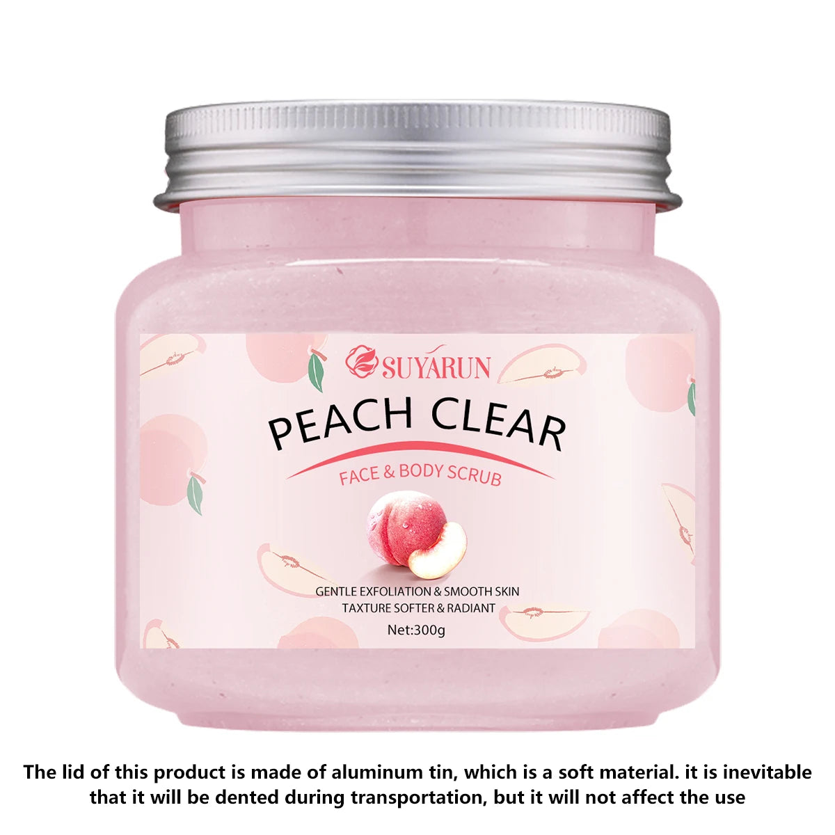 SUYARUN Peach Sugar Scrub Exfoliator - Moisturizing Body Polish with Shea Butter, Natural Exfoliator for Smooth Skin, 300g. Oasis Select 300g