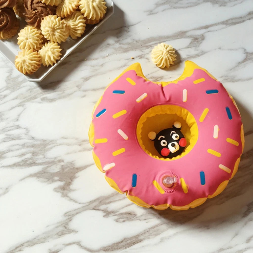 Cartoon Donuts Cup Cushion Multicolor Water Inflatable Coasters Portable Inflatable Circle Coasters for Holiday Birthday Party Oasis Select