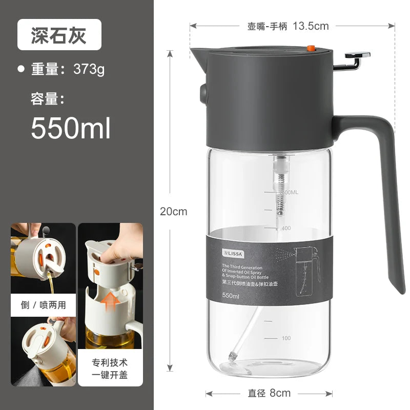 New Upgraded Glass Oil Spray Bottle Spray Pour One Atomized Kitchen Household Leakproof Oil Can Spray Bottle Oasis Select B