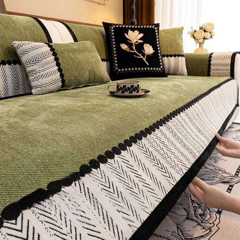 2025 New Four-season Universal Sofa Cushion Chenille Seat Cushion Fixed Anti-slip Sofa Cover Couch Covers for Sofas Oasis Select