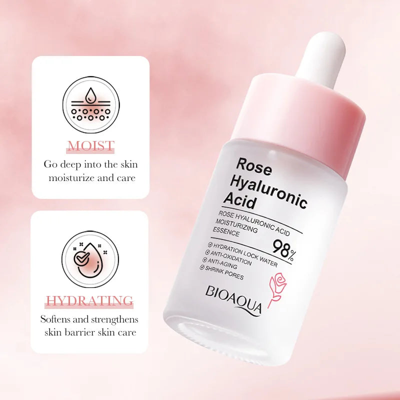 BIOAQUA Rose Hyaluronic Acid Facial Essence 30ml – Hydrating Serum Facial Essence Serum Oasis Select