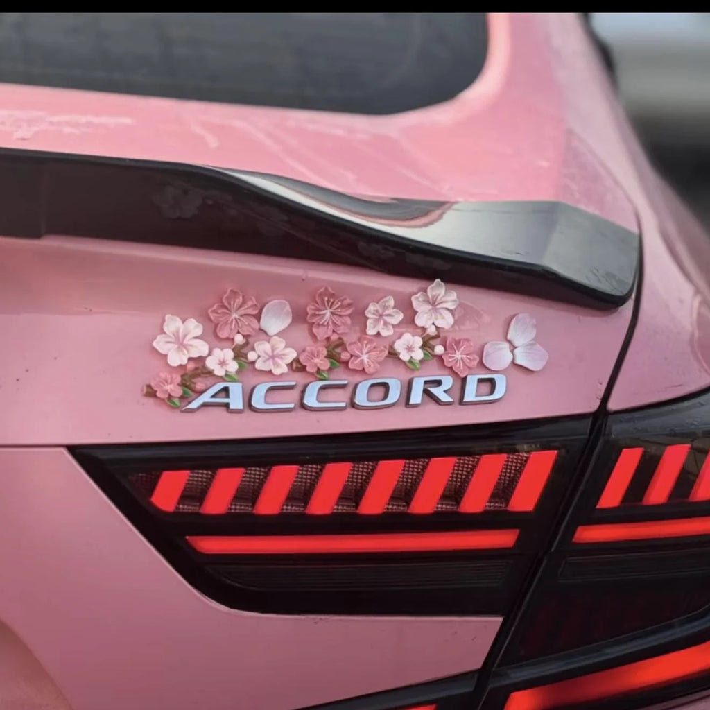 3D cherry blossom car sticker covers scratches, new car rear decoration ornament, electric car DIY decoration sticker Oasis Select 16pcs