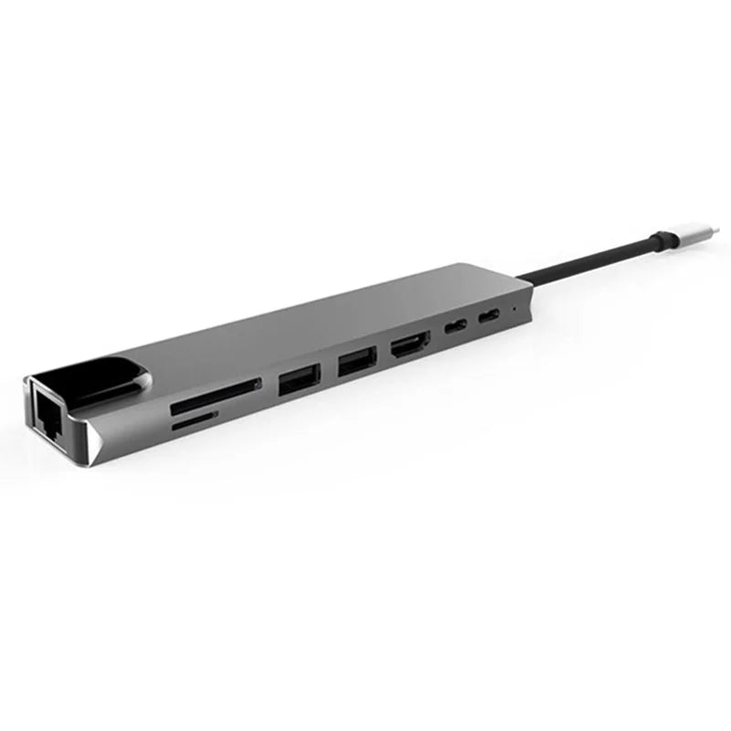 Type C 3.1 To 4K HDMI Adapter with RJ45 100Mbps Ethernet Adapter SD/TF Card Reader PD 100W Charge for MacBook Notebook Laptop Oasis Select