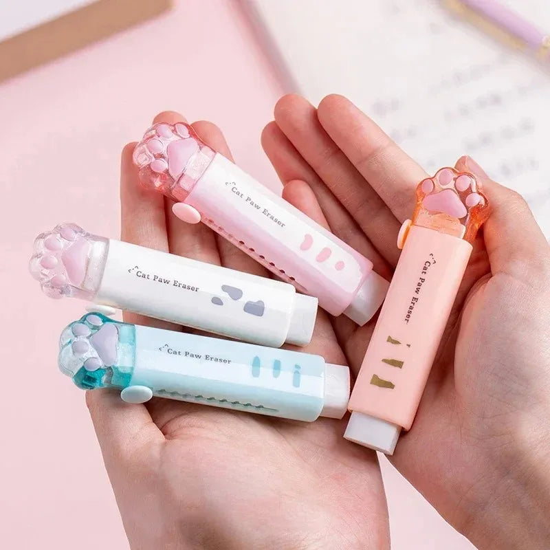 Eraser with retractable push-pull design, creative cartoon cat claw shape, student-specific stationery, portable eraser Oasis Select