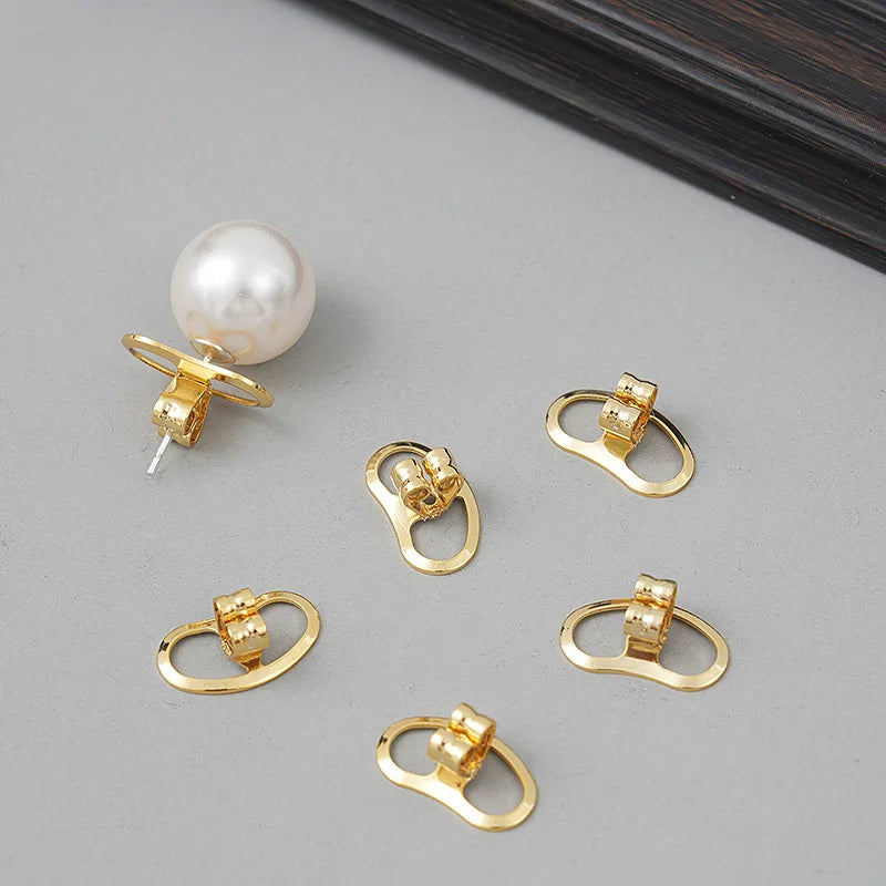4pcs Metal Earring Lifters Backs Stopper Fastener For DIY Ear Stud Plug Replacement Jewelry Making Supplies Findings Accessories Oasis Select Golden