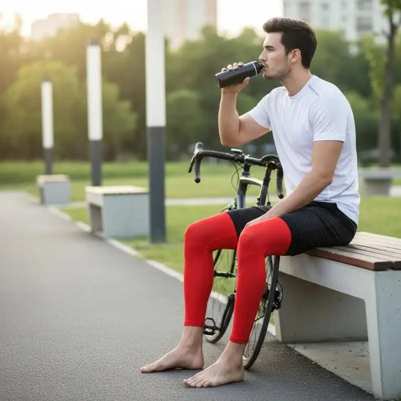 2PC Summer Running Cycling Legs Sleeve Ice Silk Protection Compression Non-Slip Leg Warmer Cooling Sport Gear Sunscreen Leggings Oasis Select
