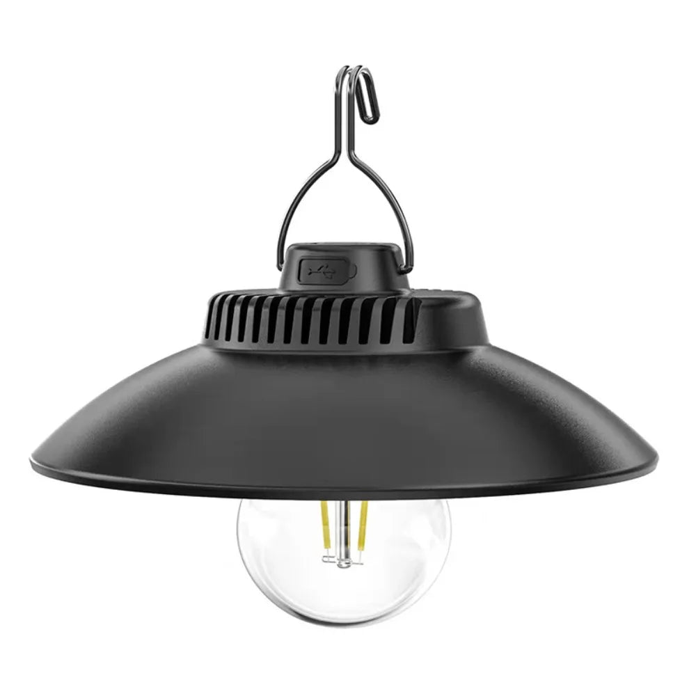 USB Rechargeable Retro Camping Lantern Waterproof Type-C Charging LED Tent Lamp With Hook Retro Decorative Street Path Lamp Oasis Select Long bulb model