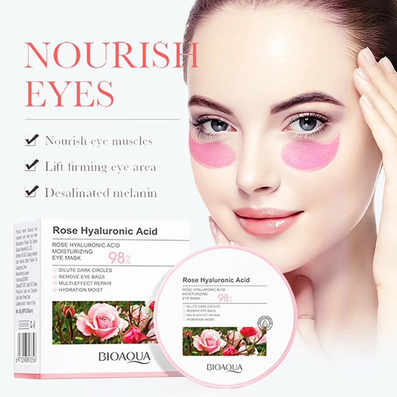 BIOAQUA Rose Hyaluronic Acid Eye Masks – 60 Patches Dark Circles Eye Mask Patches Oasis Select Default Title