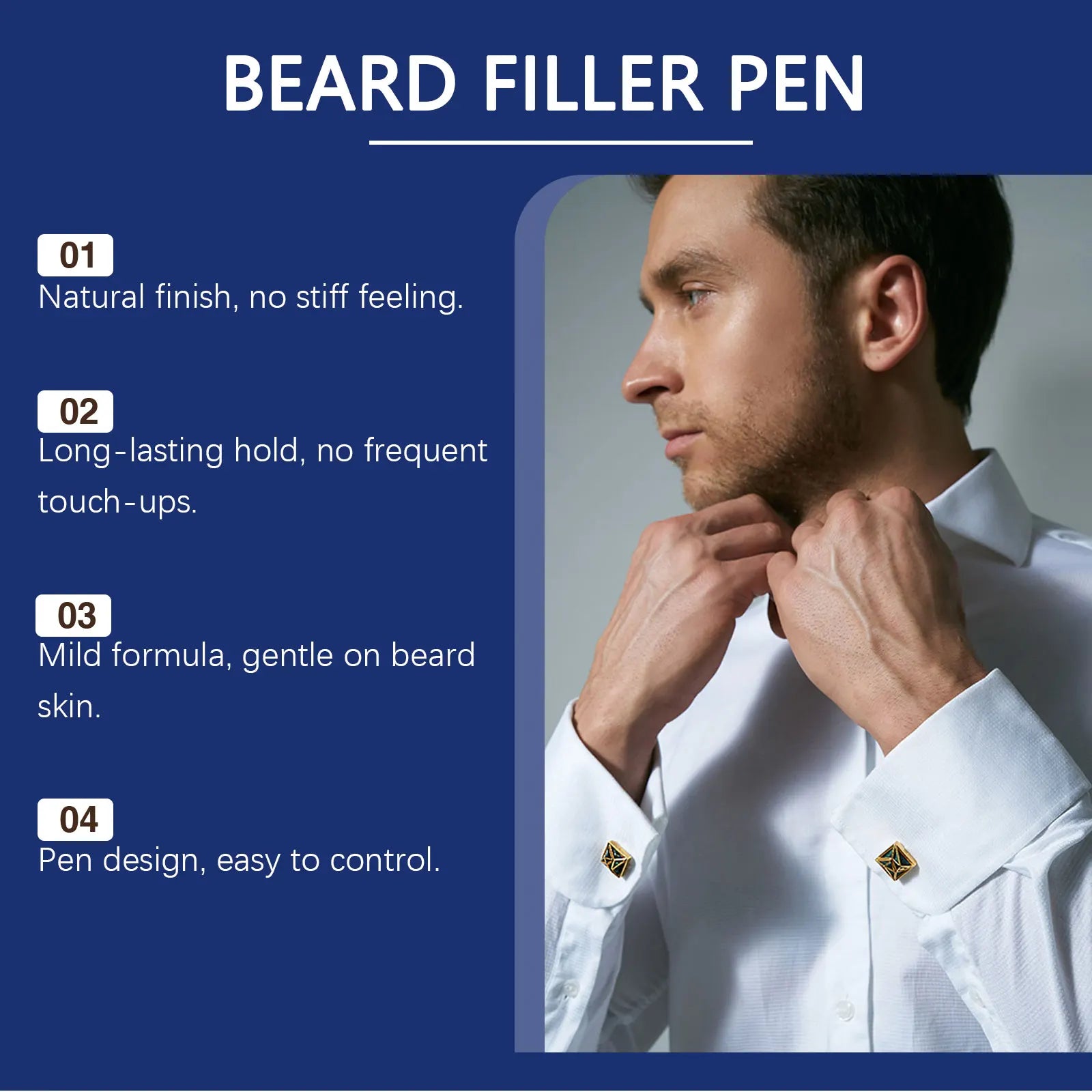 Beard Filler Pen Waterproof Sweatproof Smudge Free Natural Shaping Long Hold Moustache Color Shaping Tools 1.5g With Brush Kit Oasis Select