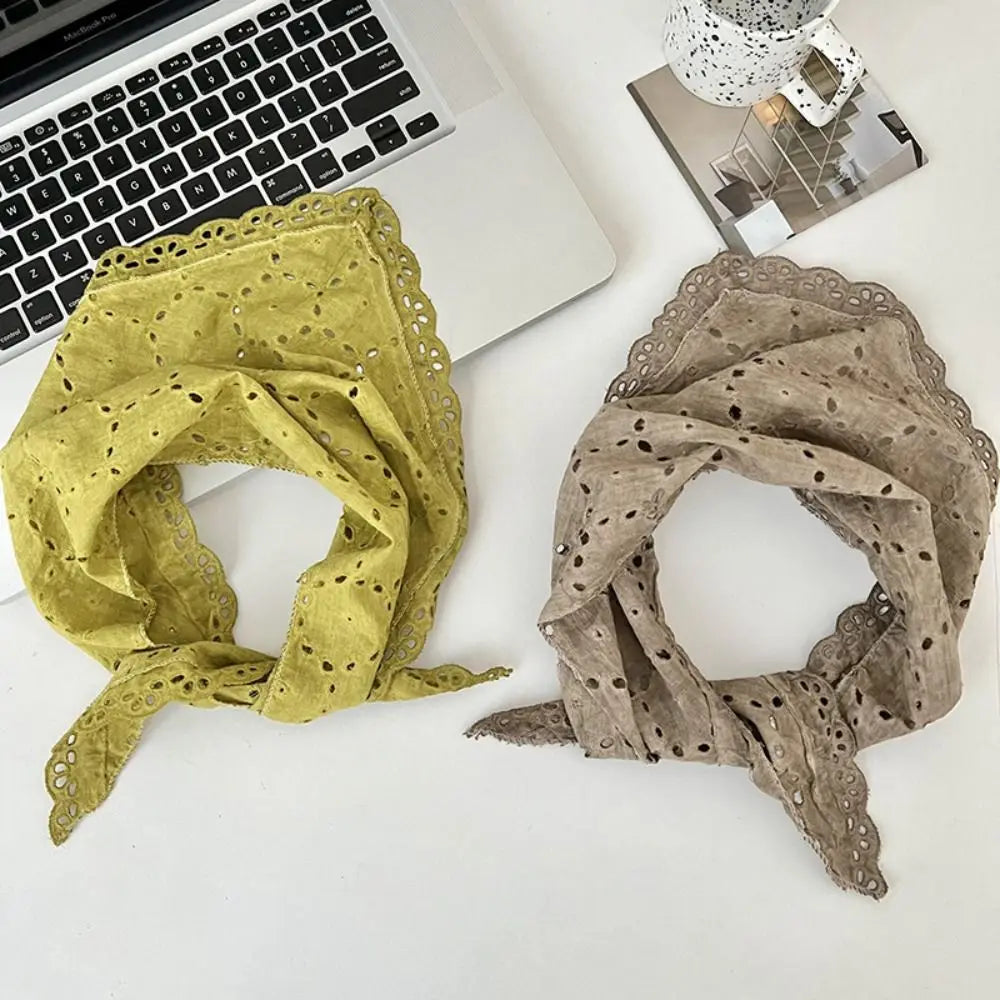 Stylish Lightweight Floral Triangle Scarf Korean Style Head Wrap Vintage Neck Scarf Soft Thin Spring Summer Bandana Daily Use Oasis Select