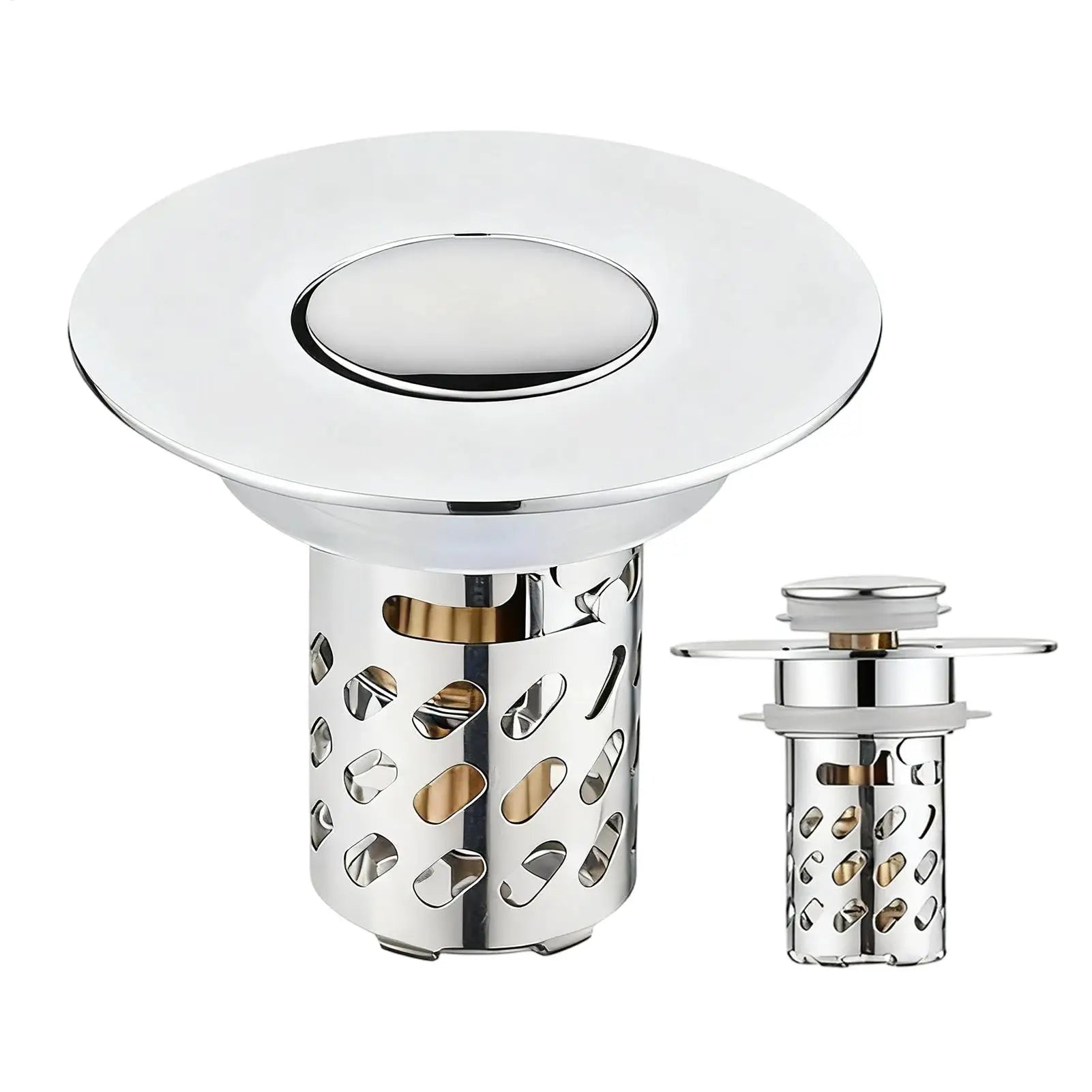 Sink Strainer Rebound Drain Plug Filter Metal Basin Pop-up Sink Filter With Hair Catcher Bathroom Sink Drain Stopper Strainer Oasis Select