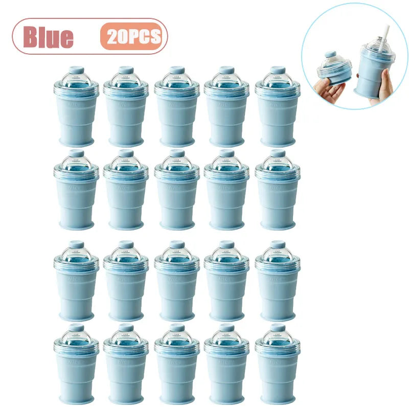 Foldable Silicone Ice Ball Maker Cup Ice Mold for Whiskey Cocktails Large Sphere Easy Release Reusable Freezer Travel Mug Oasis Select Blue-20PCS As Shown