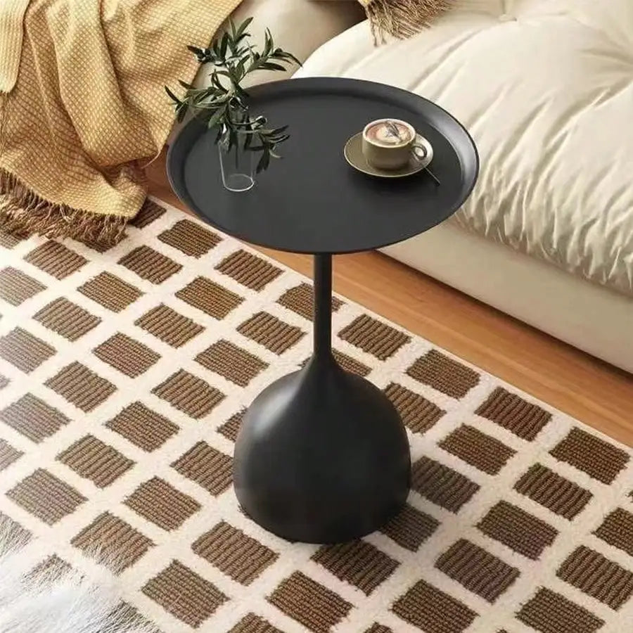 Nordic Style Coffee Table Moving Side Table Sofa End Table Luxurious Elegant Small Round Table For Home Simple Nightstand Oasis Select Black