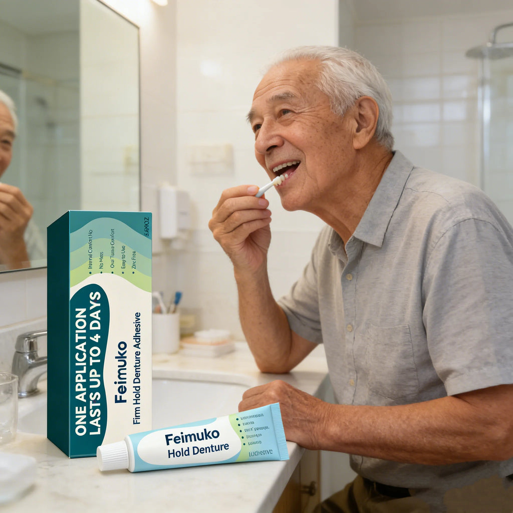 FEIMUKO Denture Adhesive Cream – Firm Hold & Gum Relief