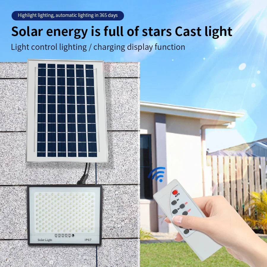 Solar Flood Light with Remote Control 100W 200W 300W Outdoor Waterproof Spotlights Solar Wall Lamp for Garden Courtyard Street Oasis Select