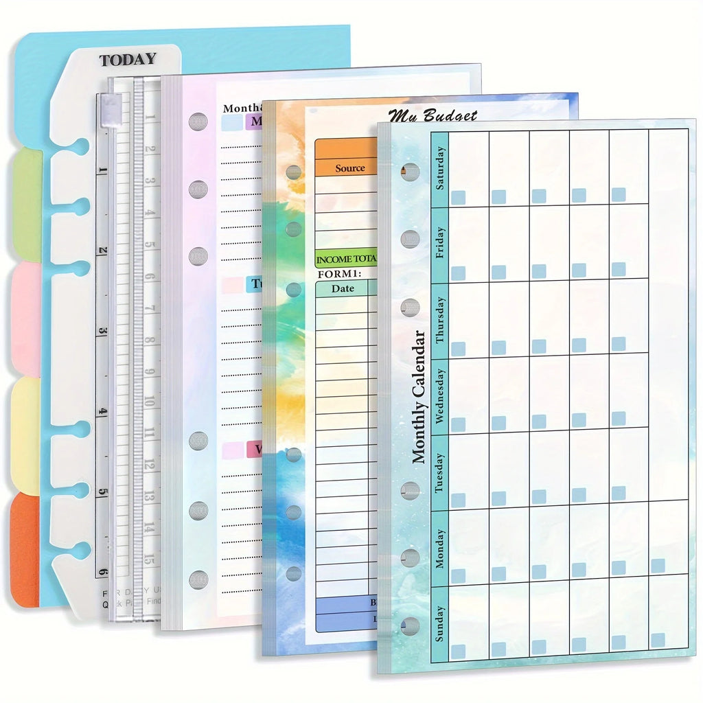 Weekly Monthly Planner Inside Paper Stationery Paper Refill Inner Pages Spiral Binder Paper A6 Loose Leaf Paper Budget Pages Oasis Select