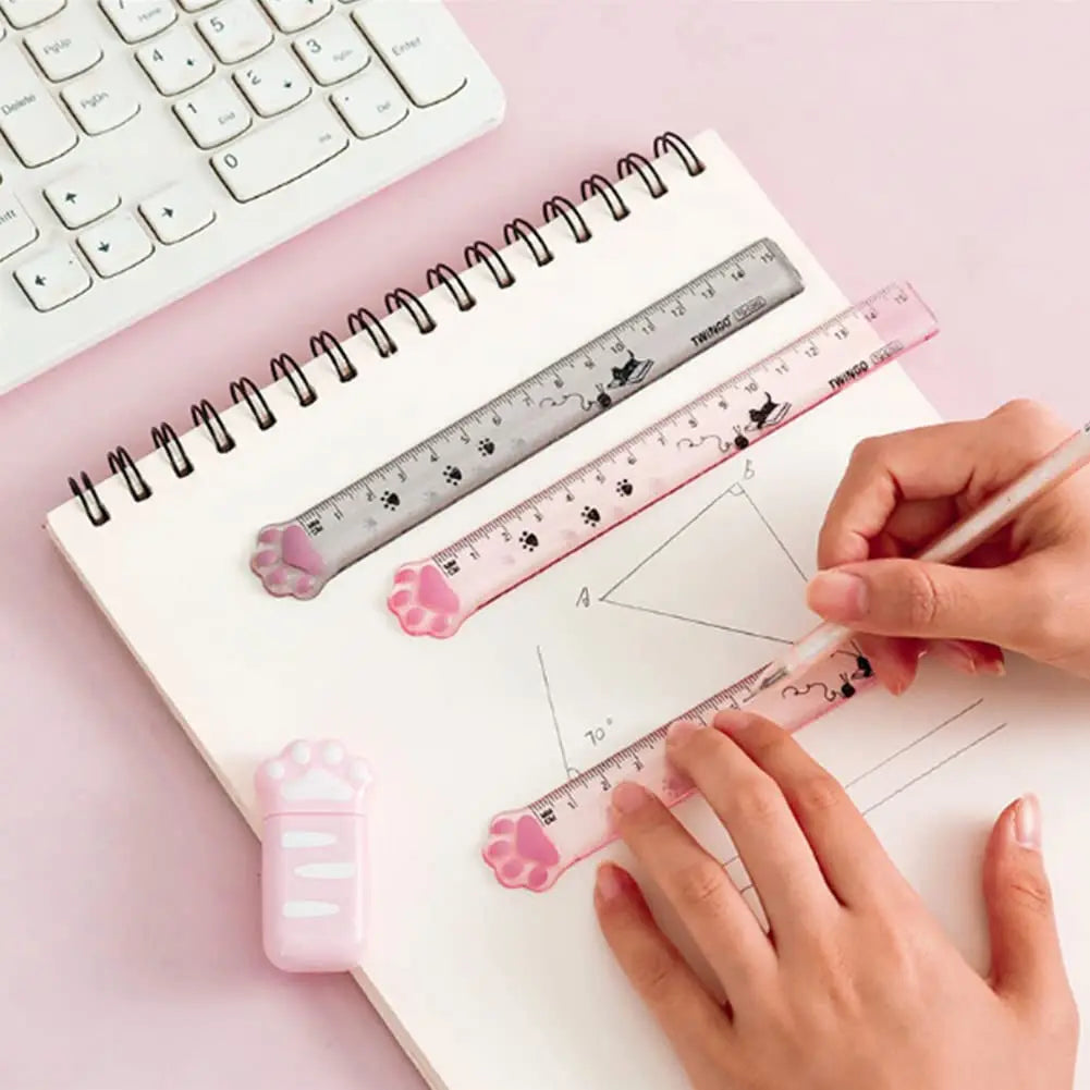 15CM Cute Cat Claw Ruler Adorable Cartoon Plastic Straight Edge Kawaii Measuring Tool for Art Craft School Office Stationery Oasis Select