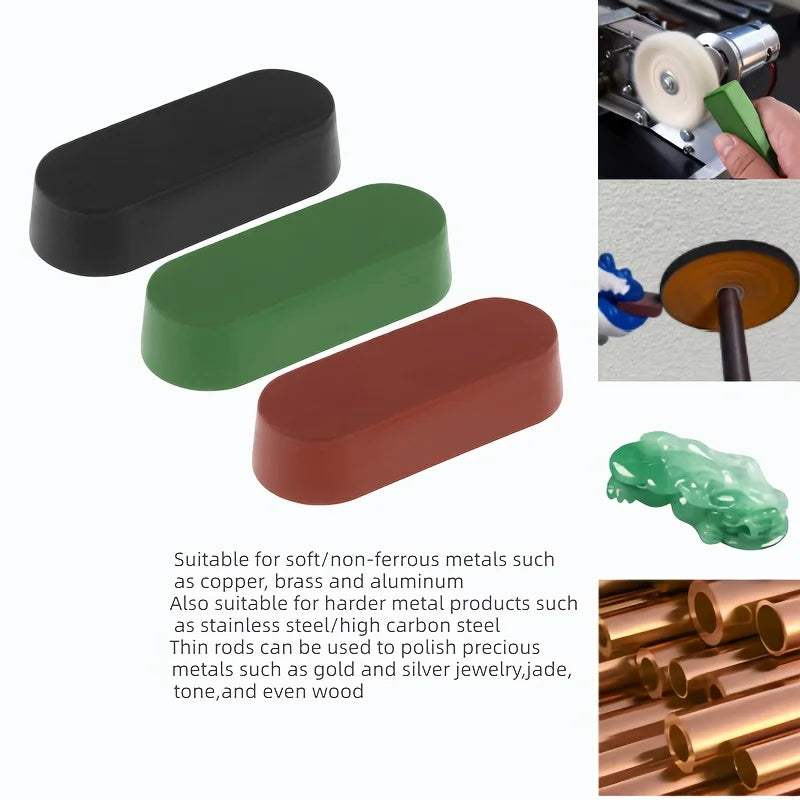 3-Piece Metal Polishing Compound Kit – Buffing Bars for Metal Metal Polishing Kit Oasis Select 3pcs red green bla
