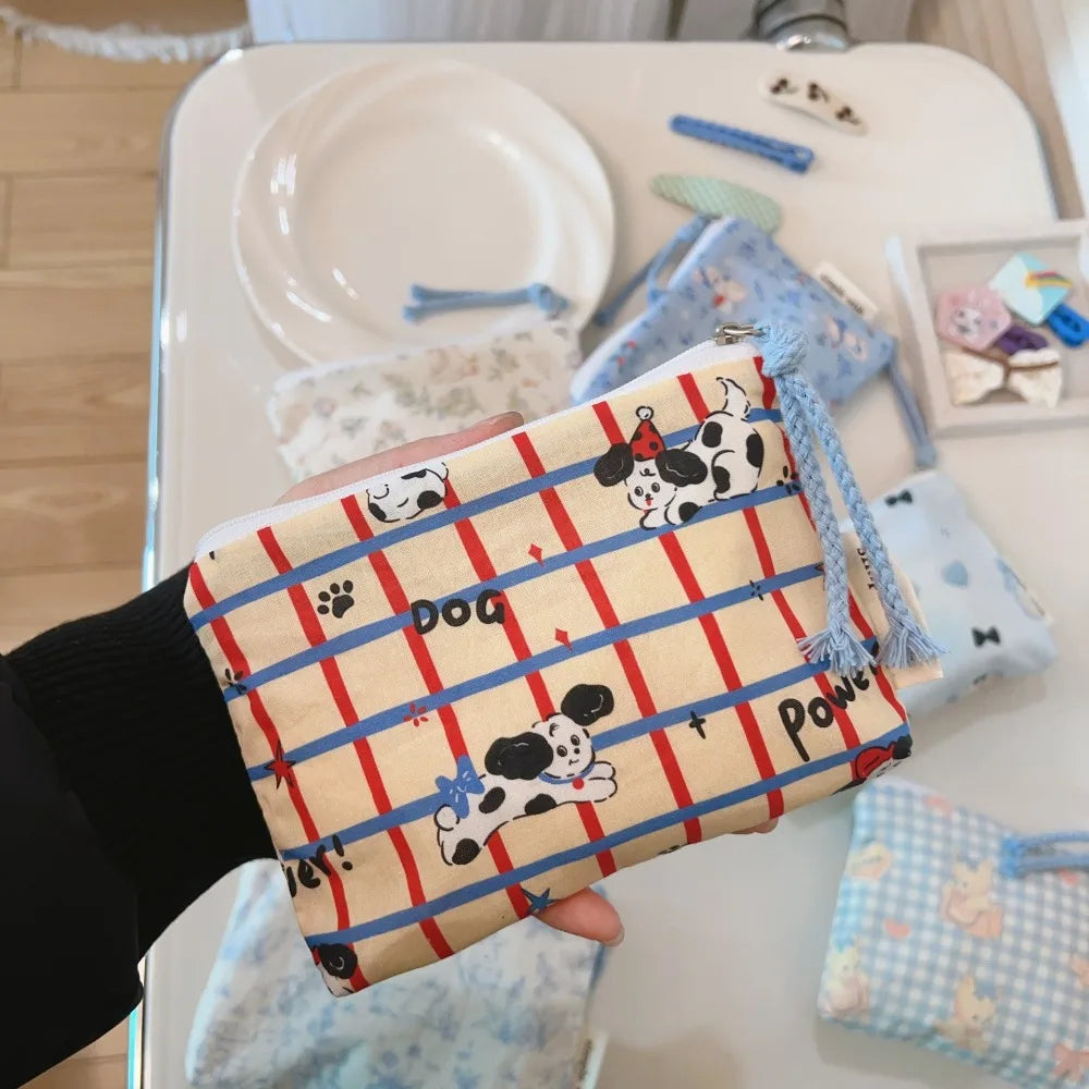 Cute Cartoon Prints Mini Coin Purse Square Zipper Sundries Pouch Portable Cotton Earphone Lipstick Storage Bag Oasis Select 03