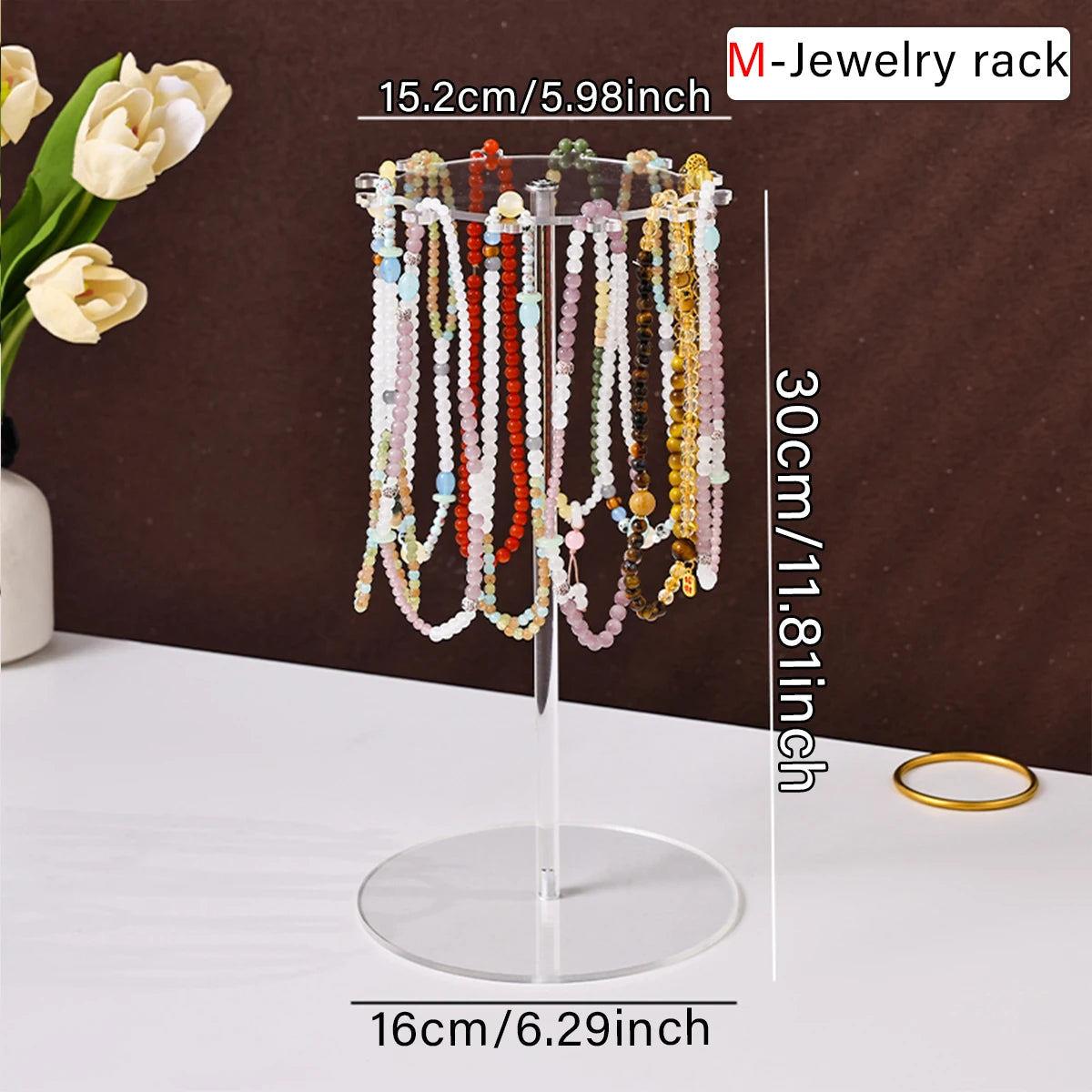 1pc acrylic transparent display stand for jewelry, suitable for dressing table tabletop bracelet anklet necklace storage rack Oasis Select M-Transparent