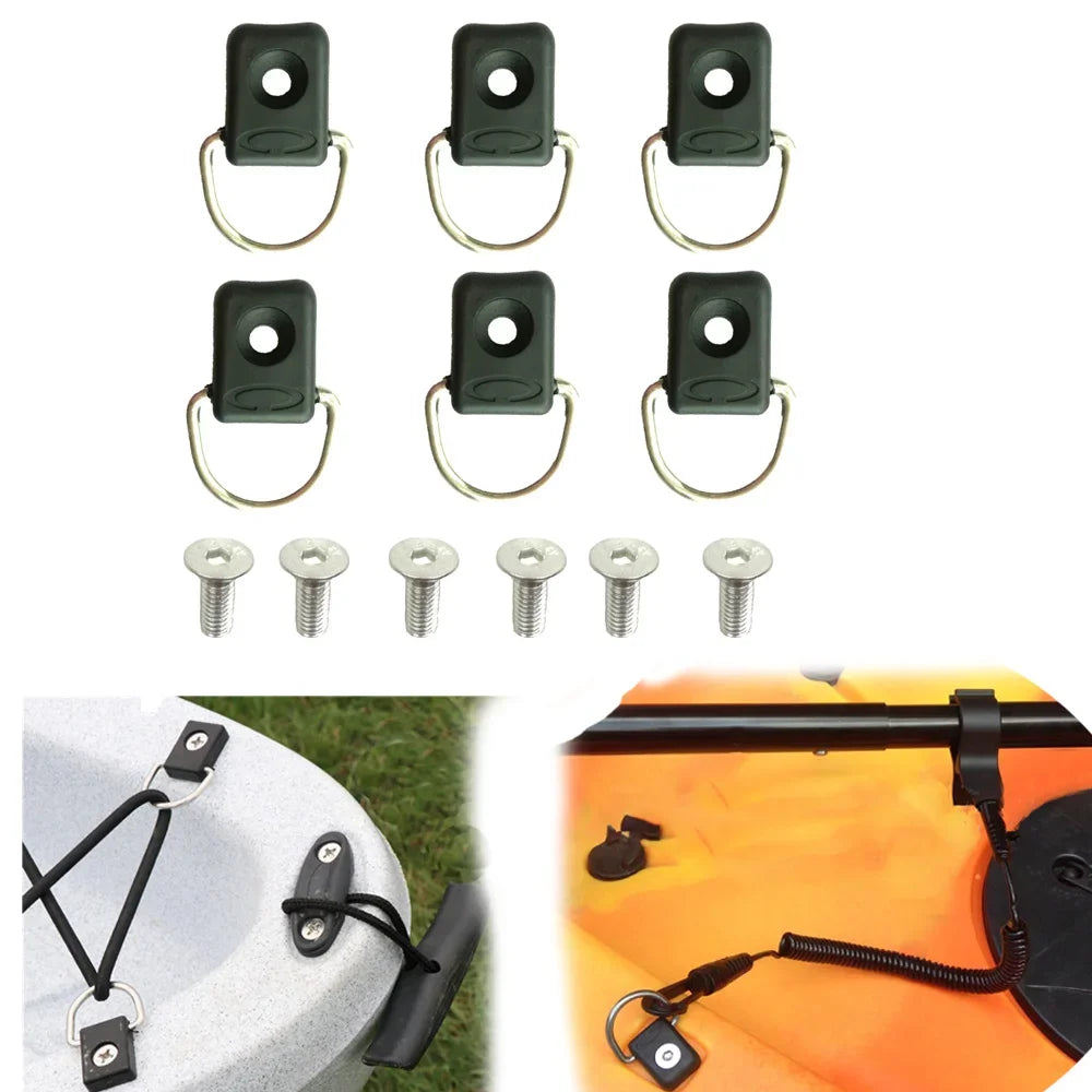 6PC Canoe Kayak D Rings Fitting Outfitting Fishing Rigging Bungee Kit Accessory with Screws Oasis Select 6 Pieces