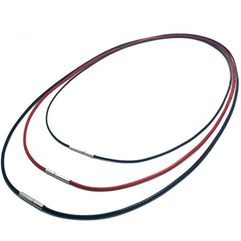 1/1.5/2mm Black Waterproof Leather Cord Necklace Braided Wax Rope Chain Sting With Stainless Steel Clasp for Men Women Jewelry Oasis Select