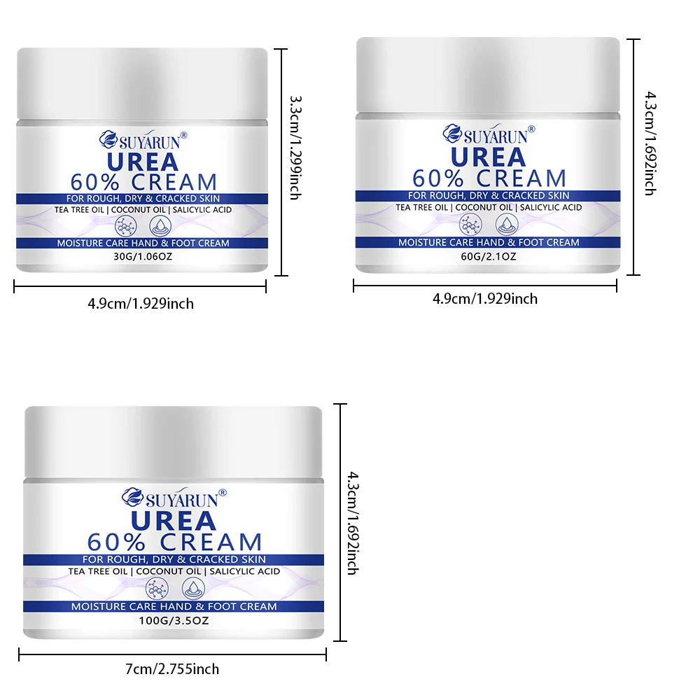 SUYARUN 60% Urea Foot Cream for Cracked Heels & Dry Skin - Intensive Moisturizing Treatment, Callus Remover, Diabetic Foot Care. Oasis Select