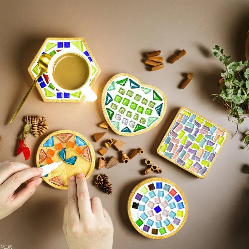 Mosaic Coasters DIY Creative Children's Handmade Material Pack Event New Year's Easter Handmade Diy Gifts Oasis Select
