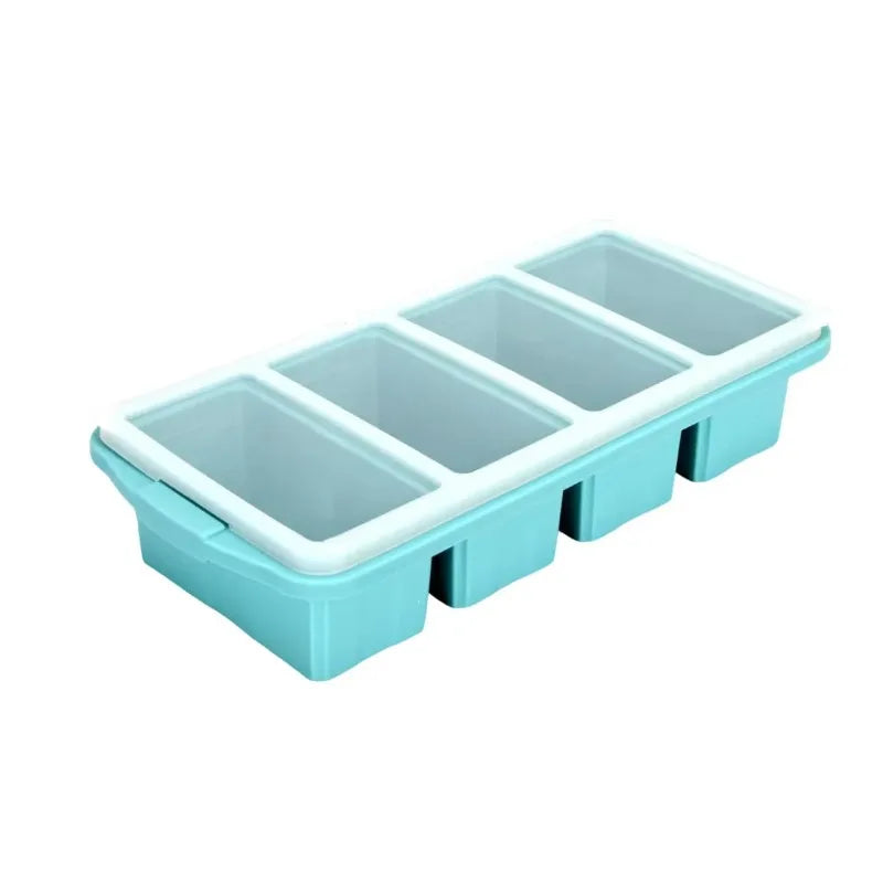 Large Capacity Silicone Tray Food Grade for Hot Pot Broth Stock Sauce Freezer Storage Containers Reusable Kitchen Gadget Oasis Select Blue-4 grid