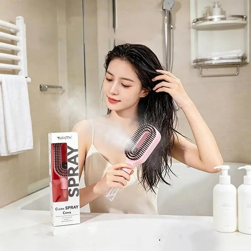 2-in-1 Spray Hair Brush – Detangling Mist Comb Styling Tool