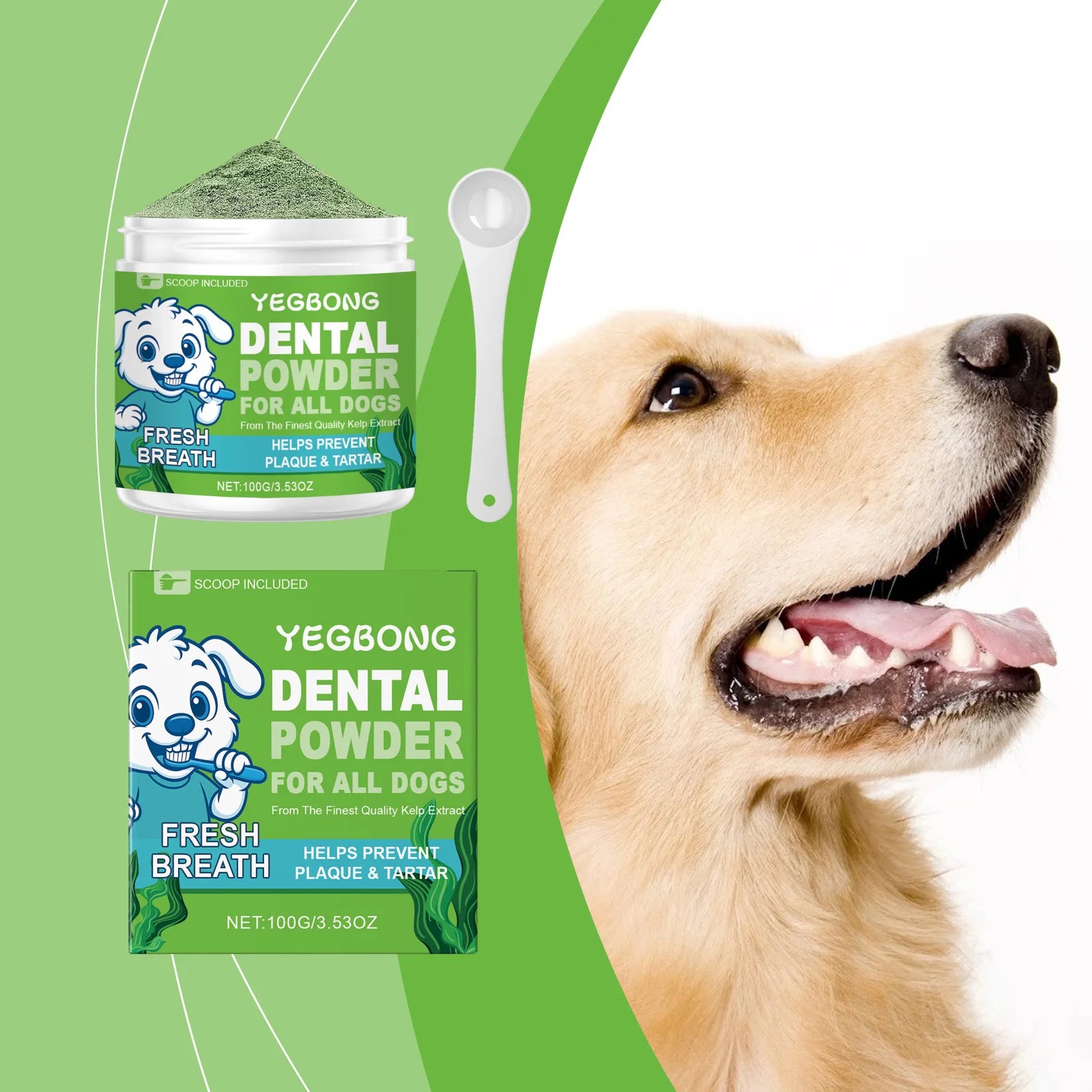 Powder for Dogs Teeth Prevents Tartar Teeth Cleaning Fresh Breath Eliminate Oral Odors Dog Teeth Cleaning Powder with Spoon 100g Oasis Select Default Title